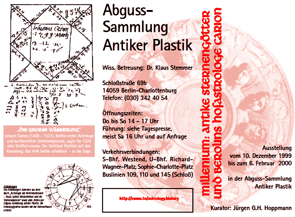 Ausstellung "MILLENNIUM - Antike Gestirnsgottheiten und Berlins Hofastrologe Johann Carion" 1999/2000 in der Abguss-Sammlung Antiker Plastik Berlin-Charlottenburg